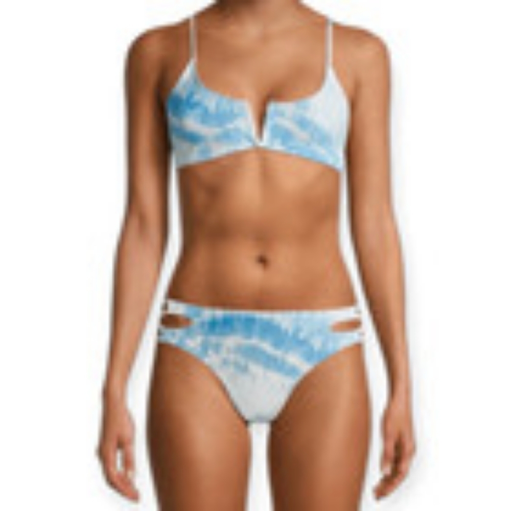 XOXO NWT Padded Women's Bikini Top Tie Dye Blue White Size M Beach Vaca Summer